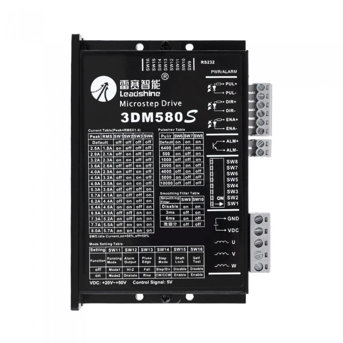 Controlador paso a paso digital Leadshine trifásico 0,5-8,0A 20-74VCC para motor paso a paso Nema 17, 23, 24, 34