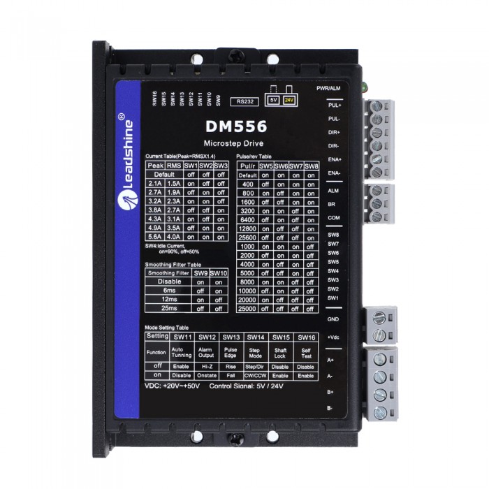 Controlador paso a paso digital Leadshine 0,5-5,6A 20-50VCC para motor paso a paso Nema 17, 23, 24