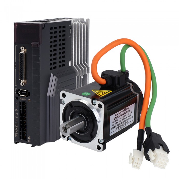 Kit de servomotor de CA de 400 W, 3000 rpm, 1,27 Nm con servocontrolador y codificador de 17 bits Serie IP65 E6