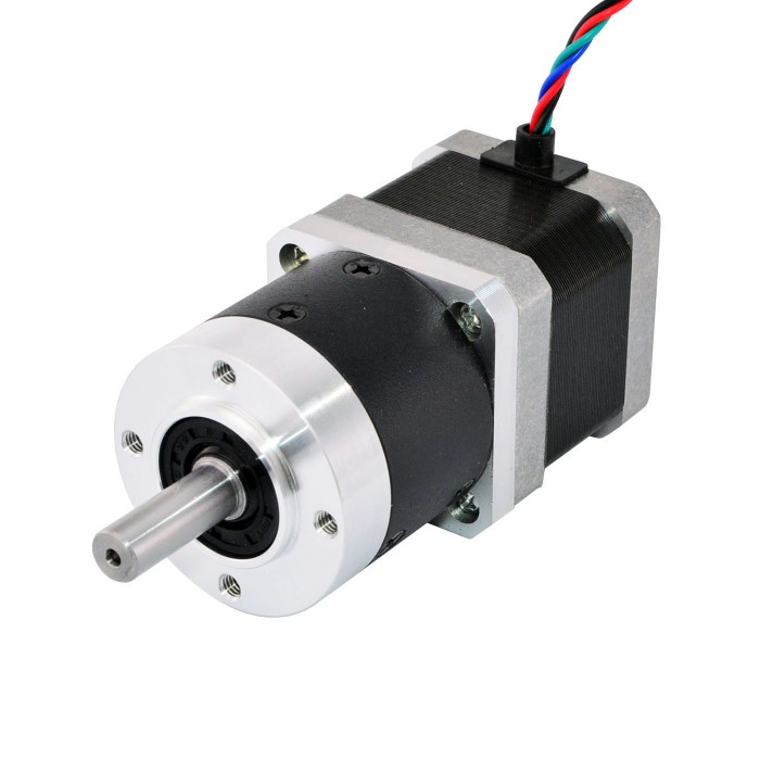 Motor paso a paso Nema 17 con caja de cambios planetaria 3:1 longitud 39 mm 39 Ncm 1,68 A 2,7V