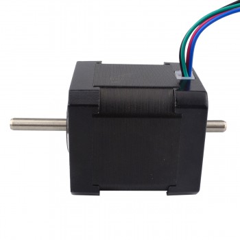 Motor paso a paso Nema 17 de doble eje bipolar 59 Ncm 4 cables 2A 2,8v 42x42x48mm