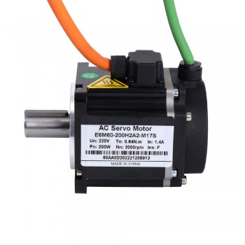 Kit de servomotor de CA de 200 W, 3000 rpm, 0,64 Nm con servocontrolador y codificador de 17 bits Serie IP65 E6