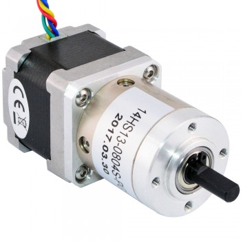 Motor paso a paso Nema 14 bipolar con caja de cambios planetaria 51:1 longitud 33 mm 18 Ncm