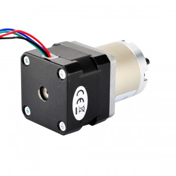 Motor paso a paso Nema 17 bipolar longitud33 mm 26 Ncm 0,067 grados 0,4 A 12 V con caja de cambios planetaria 27:1