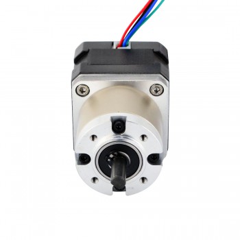 Motor paso a paso Nema 17 bipolar longitud33 mm 26 Ncm 0,067 grados 0,4 A 12 V con caja de cambios planetaria 27:1