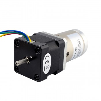 Motor paso a paso con engranajes Nema 14 bipolar longitud 34 mm 1,8 grados 14 Ncm 3,20V 1A con caja de cambios 51:1