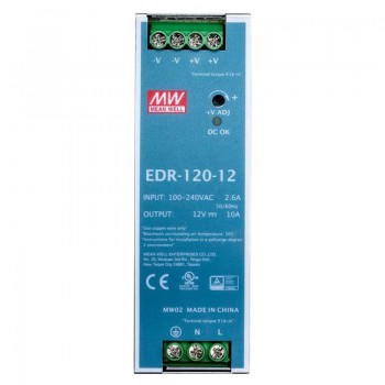 Mean Well EDR-120-12 Fuente de alimentación conmutada 120W 12VCC 10A 115/230VCA Fuente de alimentación de riel DIN