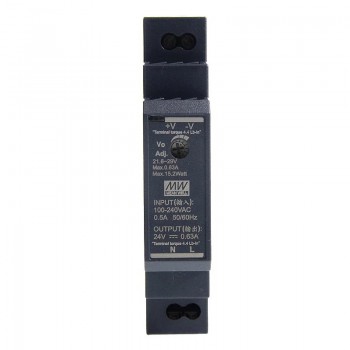 Mean Well HDR-15-24 Fuente de alimentación CNC 15W 24VDC 0.63A 115/230VAC Fuente de alimentación de riel DIN