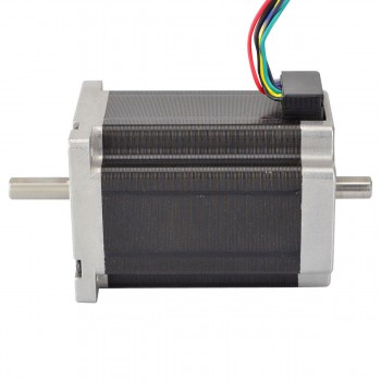 Motor paso a paso Nema 24 de doble eje 1,8 grados 3,1 Nm 60x60x80mm Eje de corte en D 8 cables