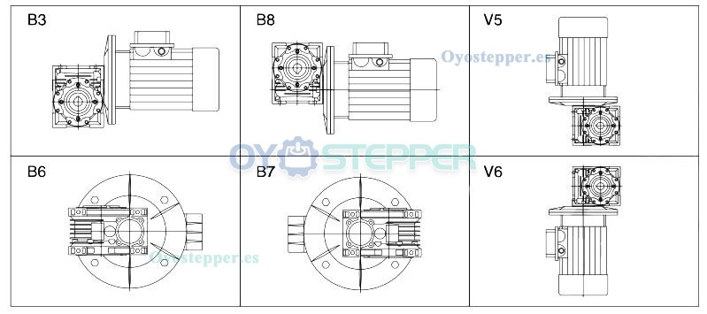 Motor de caja de cambios de tornillo sin fin Nema 34 20:1 NMRV40 para motor paso a paso Nema 34